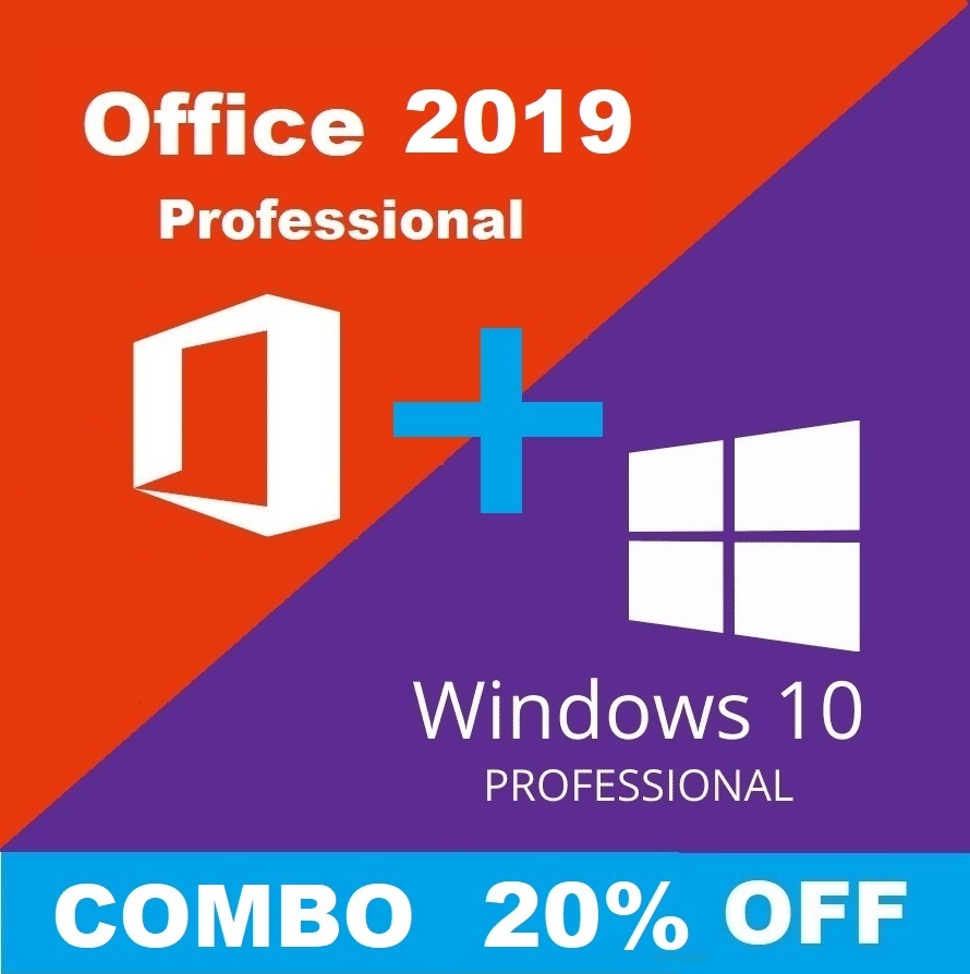 Windows 10 Pro + Office 2019 Professional 32/64 Bit Key - Email Delivery